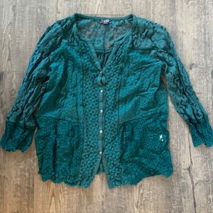Lucky Brand lace blouse- size L